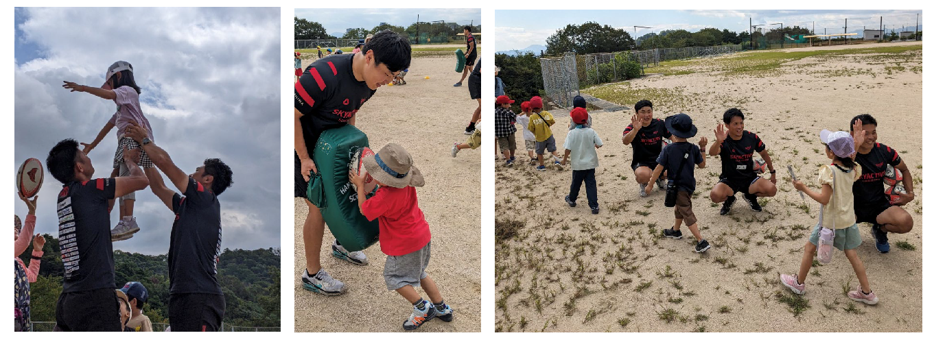 「広島女学院ゲーンス幼稚園」ラグビー体験 画像