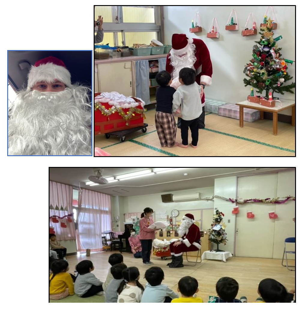 ロックラン・オズボーン選手がサンタクロースになって広島市立大州保育園へ 画像